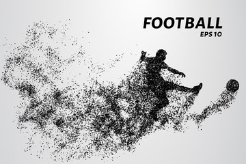 Fototapeta na wymiar Football of the particles. Silhouette of a football player consists of circles and points. Vector illustration.