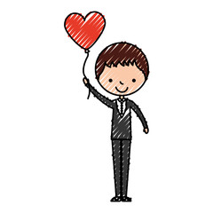cute husband with heart shaped pumps avatar character vector illustration design