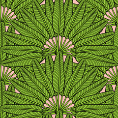 Summer tropical palm leafs pattern vector seamless. Nature fan print. Exotic jungle texture background. Design for wallpaper, fashion apparel, swimwear fabric, beach party card or eco product package.