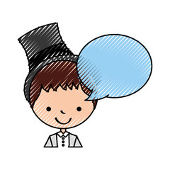 cute husband with speech bubble avatar character vector illustration design