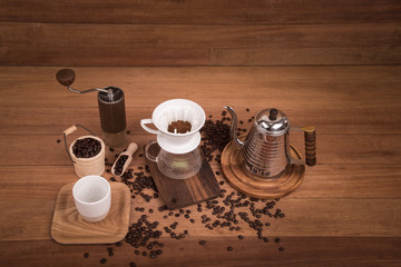 coffee bean. a Cup of coffee. selective focus.