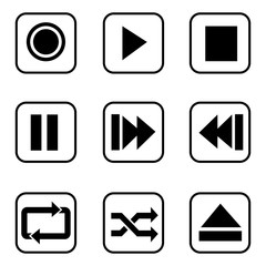 Media player buttons  icons on white background.