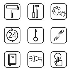 Service icons on white background.