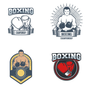 Set of vintage boxing emblems