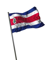 Costa Rica Flag Waving Isolated on White Background Portrait