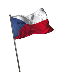 Czech Republic Flag Waving Isolated on White Background Portrait