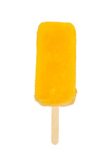 Yellow Fruit Bars Popsicles Isolated on white background. Selective focus.