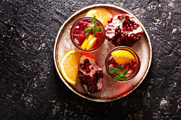 Pomegranate sangria with oranges