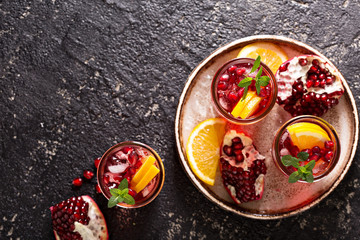 Pomegranate sangria with oranges