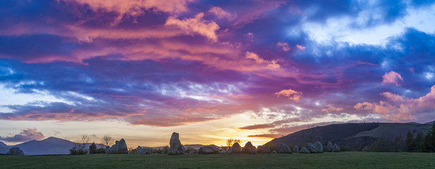 Fototapeta na wymiar Sunset at Castlerigg Stone Circle in the Lake District.