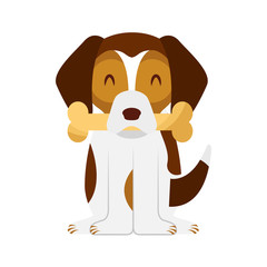 cute dog mascot with bone vector illustration design