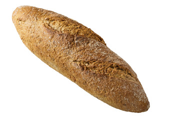 Brown baguette isolated on white with clipping path