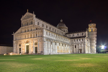 Fototapeta na wymiar Cathedral of Pisa at night in Italy.
