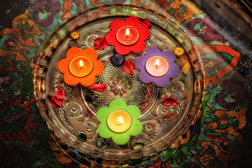 close up colorful candle light