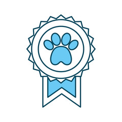 medal with paw icon vector illustration design