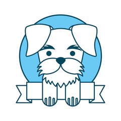 cute dog mascot with ribbon vector illustration design