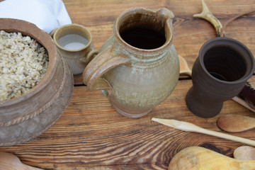 Fototapeta na wymiar Clay pots and medieval pots