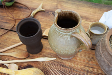 Fototapeta na wymiar Clay pots and medieval pots