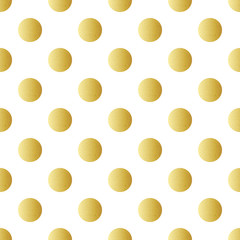 Seamless pattern with gold circles and texture to them. White background.