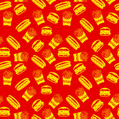 Fast Food seamless pattern background