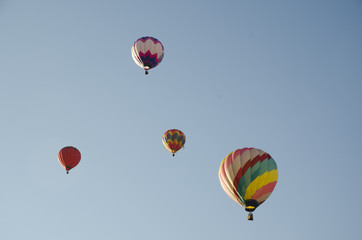 hot air ballons, balloons, round, fabric, up, rising,