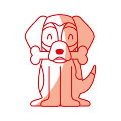 cute dog mascot with bone vector illustration design