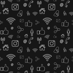vector seamless pattern with social media and technology icons