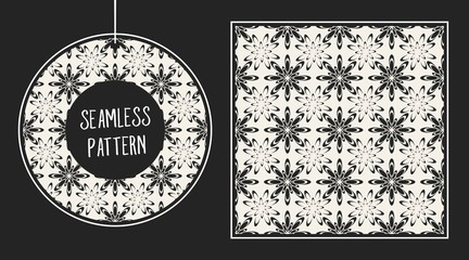 Abstract concept vector monochrome geometric pattern. Black and white minimal background. Creative illustration template. Seamless stylish texture. For wallpaper, surface, web design, textile, decor.