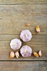 Fototapeta na wymiar garlic on wooden table