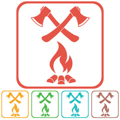 The ax and campfire icon
