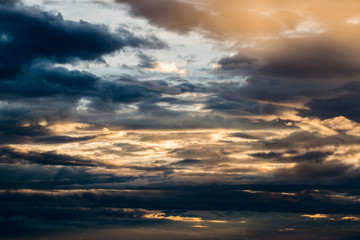 colorful dramatic sky with cloud at sunset