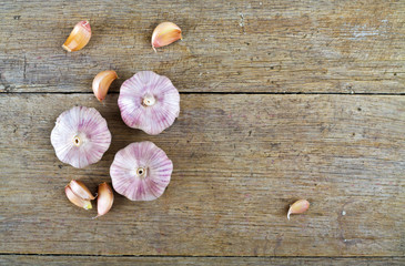 garlic on wooden table