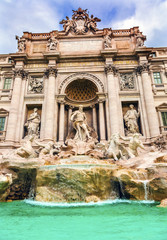 Fototapeta na wymiar Neptune Nymphs Statues Trevi Fountain Rome Italy