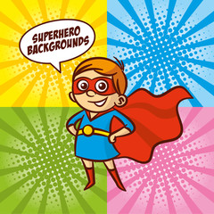 Superhero cartoon character girl Color background