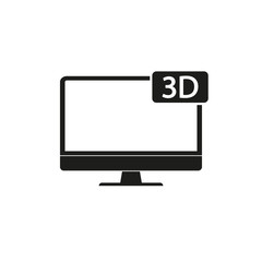 Monitor. 3D. Icon. Vector.