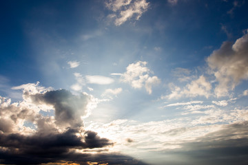 colorful dramatic sky with cloud at sunset