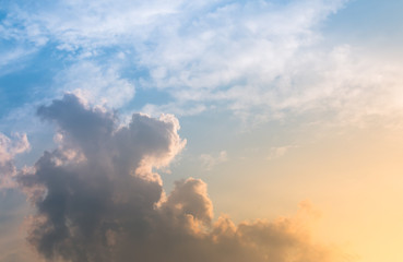 colorful dramatic sky with cloud at sunset