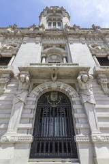 Porto City Hall facade perspective at Avenida dos Aliados. A Neoclassical building designed by the...
