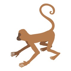 Playful monkey icon, cartoon style