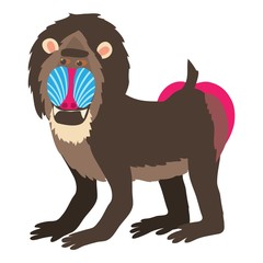 Mandrill icon, cartoon style