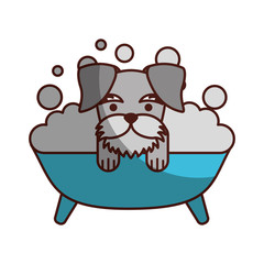 cute Dog bathing in the tub vector illustration design