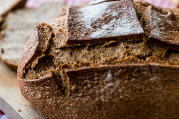 irish soda bread on wooden surface.