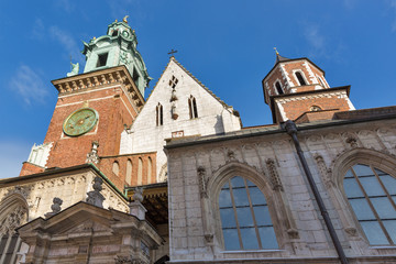 Fototapeta na wymiar Clock Tower of the Wawel Cathedral in Krakow, Poland.