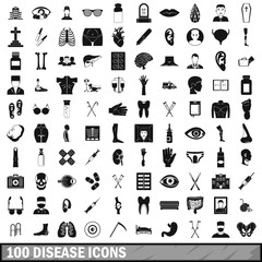 Fototapeta premium 100 disease icons set, simple style 