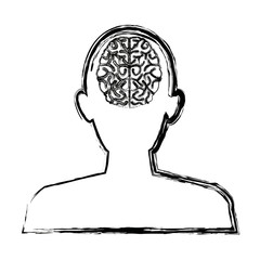 Obraz premium silhouette man brain think idea knowledge
