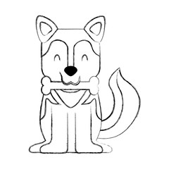 cute dog mascot with bone vector illustration design