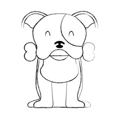cute dog mascot with bone vector illustration design