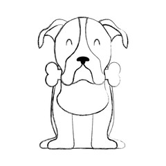 cute dog mascot with bone vector illustration design