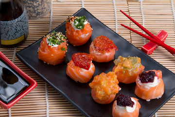 Sashimi and sushi rolls