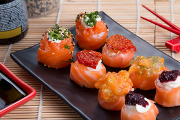 Sashimi and sushi rolls